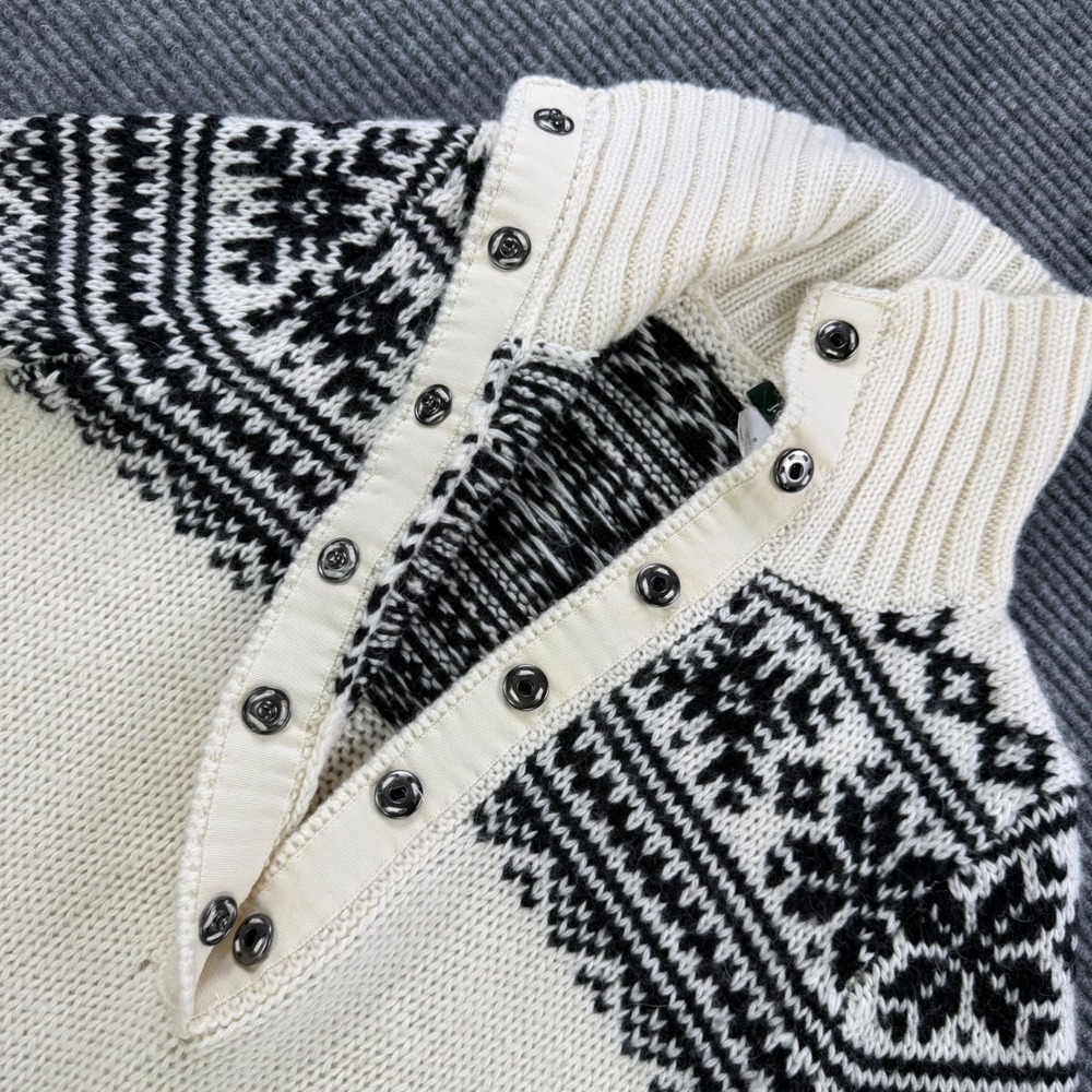 J.Crew Fair Isle Wool Mohair Blend Snap Neck Sweater Cream Black Womens Small - Picture 3 of 11